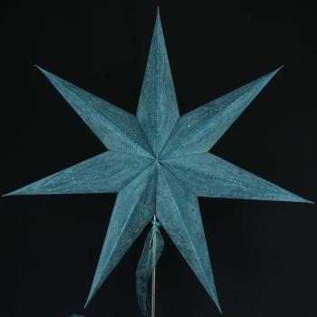 MINORIS Samt grün - Faltbarer Leuchtstern, Weihnachtsstern aus Papier mit 7 Zacken, 60 cm